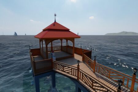 PT Suria Lintas Gemilang Membangun Mushola Terapung Ditempat Wisata Swedy Beach Tambea Kecamatan Pomalaa